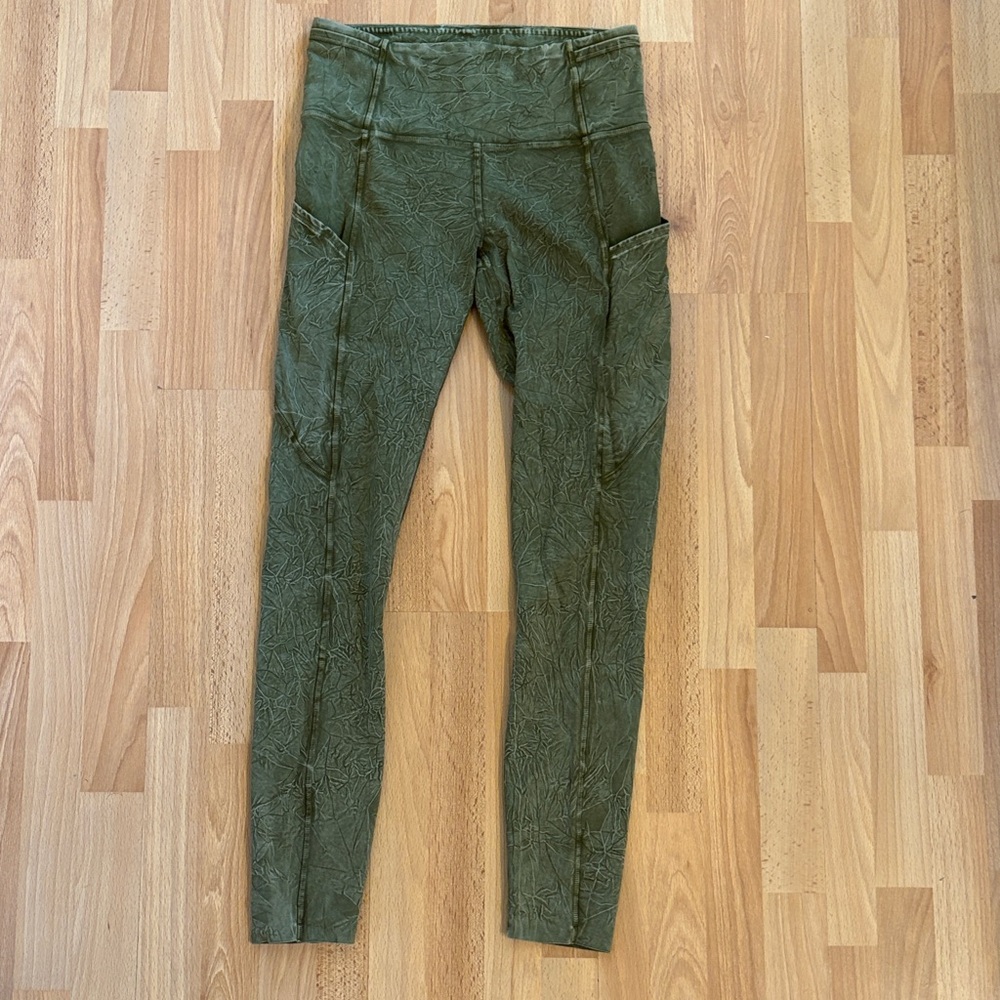 Lululemon Fast and Free High-Rise Tights 25 in Ice Dye Ice Wash Moss Green sz 4